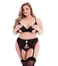 Baci Lingerie BACI 3 PCS ECO PEEK-A-BOO BRA, GARTER & PANTY SET BLACK, QS