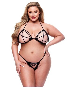 Baci Lingerie BACI 2 PCS PEEK-A-BOO BRA & CROTCHLESS G-STRING SET BLACK , QS