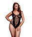 Baci Lingerie FISHNET JAQUARD V TEDDY BLACK,  QS