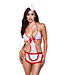 Baci Lingerie NURSES NEGLIGEE WITH RED DETAILS AND HAT, OS