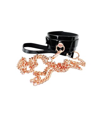 Kinky Diva KINKY DIVA O-RING COLLAR + LEASH BLACK/GOLD