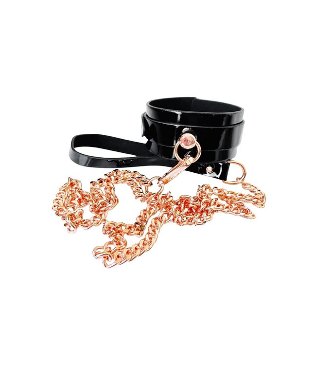Kinky Diva KINKY DIVA O-RING COLLAR + LEASH BLACK/GOLD