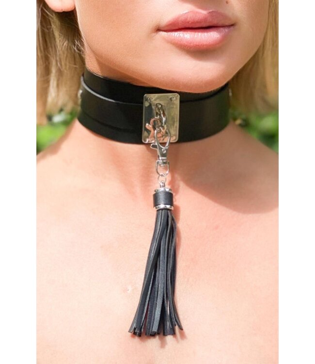 Kinky Diva KINKY DIVA TEASING TASSEL COLLAR BLACK/SILVER