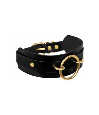 Kinky Diva KINKY DIVA O-RING FRONT COLLAR BLACK/GOLD