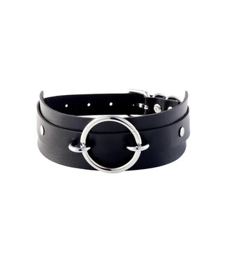 Kinky Diva KINKY DIVA O-RING FRONT COLLAR BLACK/SILVER