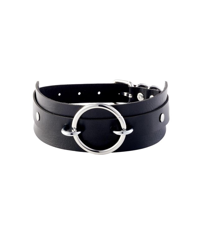 Kinky Diva KINKY DIVA O-RING FRONT COLLAR BLACK/SILVER