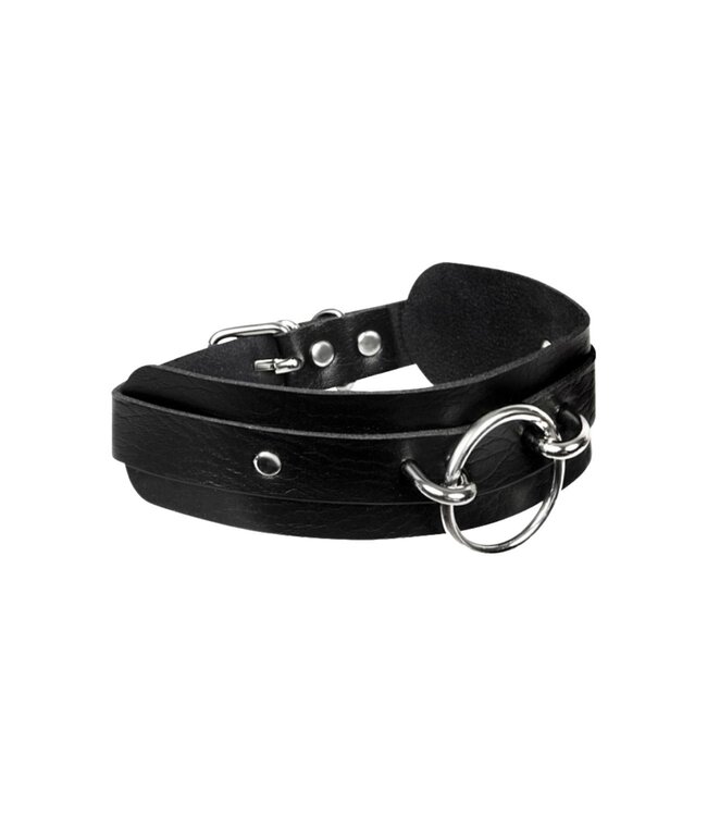 Kinky Diva KINKY DIVA O-RING FRONT COLLAR BLACK/SILVER