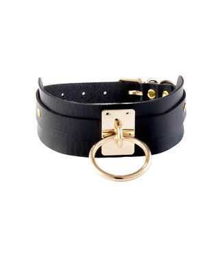 Kinky Diva KINKY DIVA O-RING COLLAR BLACK/GOLD