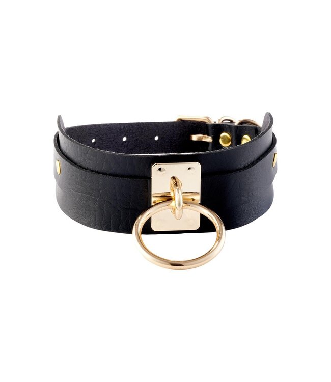 Kinky Diva KINKY DIVA O-RING COLLAR BLACK/GOLD