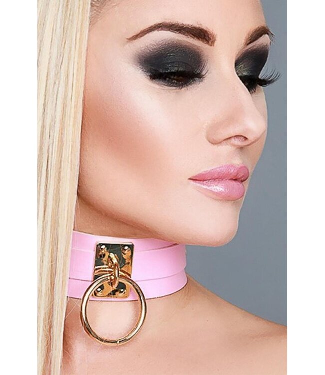 Kinky Diva KINKY DIVA O-RING COLLAR PINK/GOLD