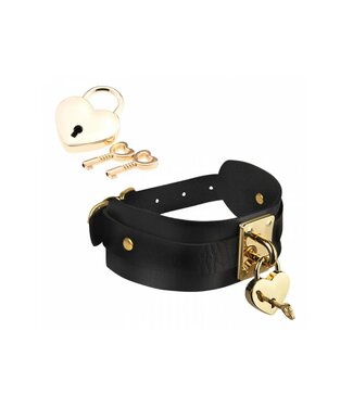 Kinky Diva KINKY DIVA HEART LOCK & KEY COLLAR BLACK/GOLD