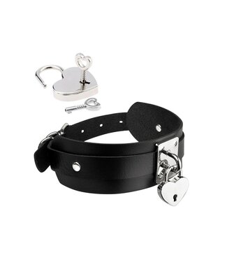 Kinky Diva KINKY DIVA HEART LOCK & KEY COLLAR BLACK/SILVER