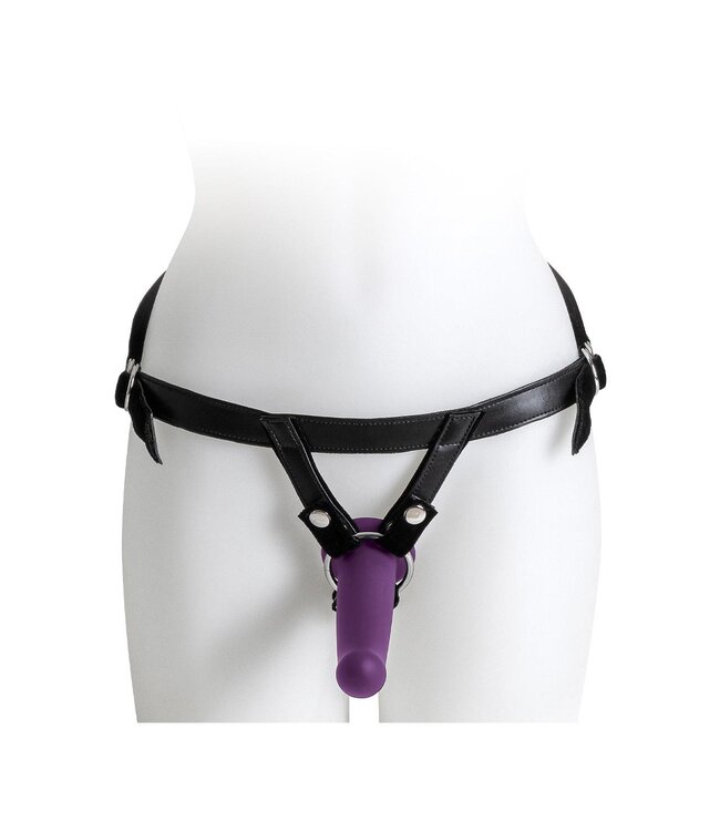 Virgite VIRGITE  UNIVERSAL HARNESS WITH PURPLE DILDO SIZE M PURPLE