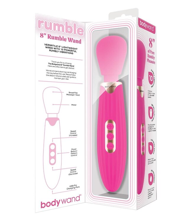 Bodywand BODYWAND RUMBLE WAND 8 INCH HOT PINK