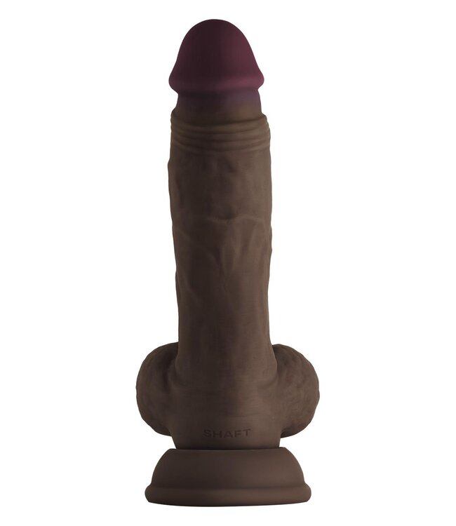 Shaft SHAFT MODEL A 7.5 INCH LIQUID SILICONE DONG WITH BALLS MAHOGANY