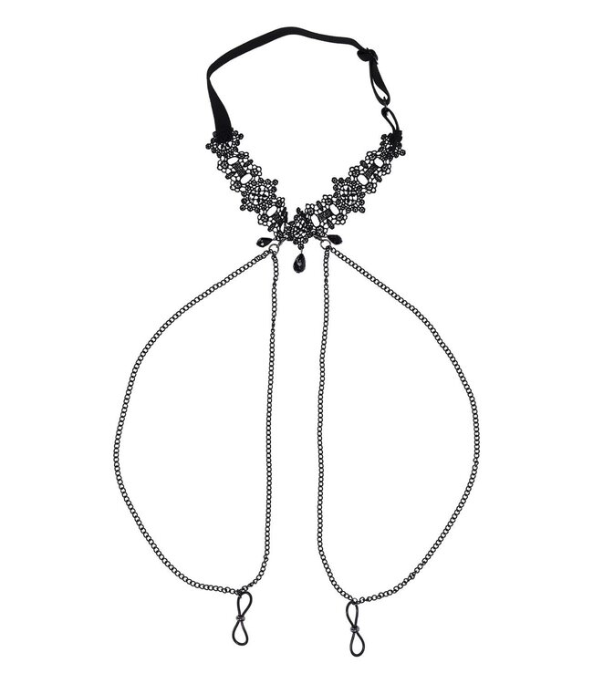 Sportsheets SPORTSHEETS SEX AND MISCHIEF LACE COLLAR WITH NIPPLE TIES