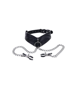 Sportsheets SPORTSHEETS VELVET NOIR COLLAR & REMOVABLE CLAMPS