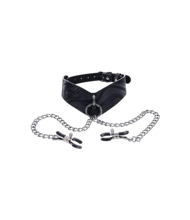 Sportsheets SPORTSHEETS VELVET NOIR COLLAR & REMOVABLE CLAMPS