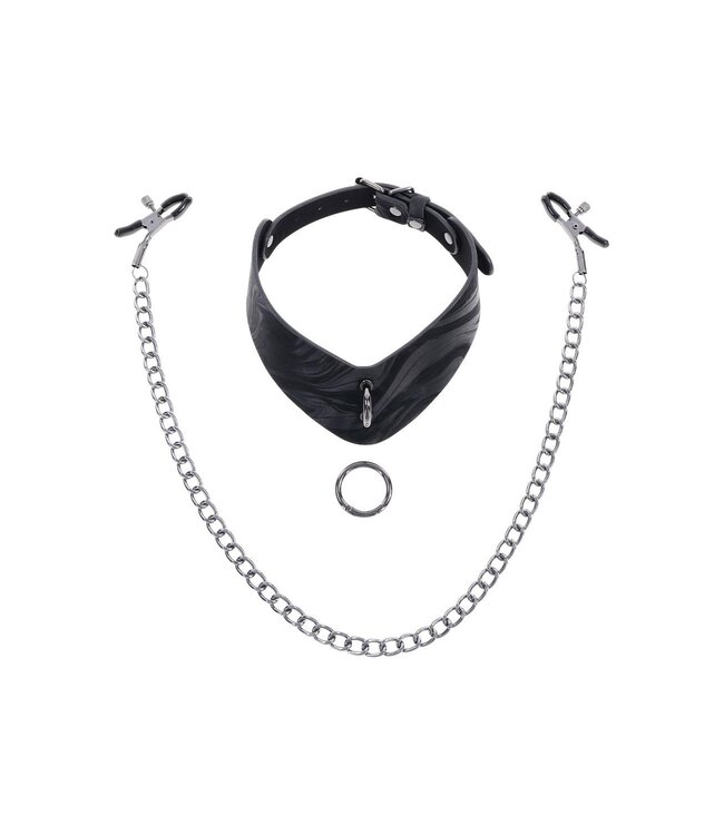 Sportsheets SPORTSHEETS VELVET NOIR COLLAR & REMOVABLE CLAMPS