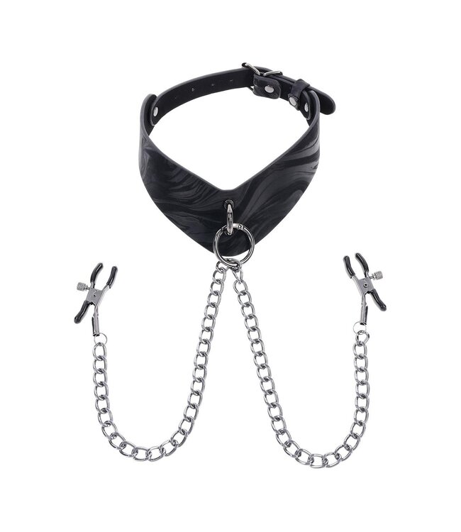 Sportsheets SPORTSHEETS VELVET NOIR COLLAR & REMOVABLE CLAMPS