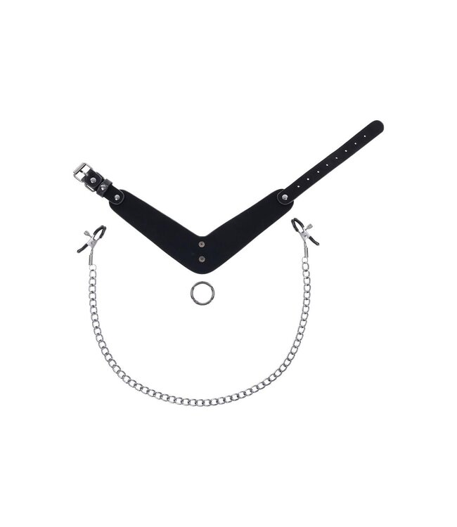 Sportsheets SPORTSHEETS VELVET NOIR COLLAR & REMOVABLE CLAMPS