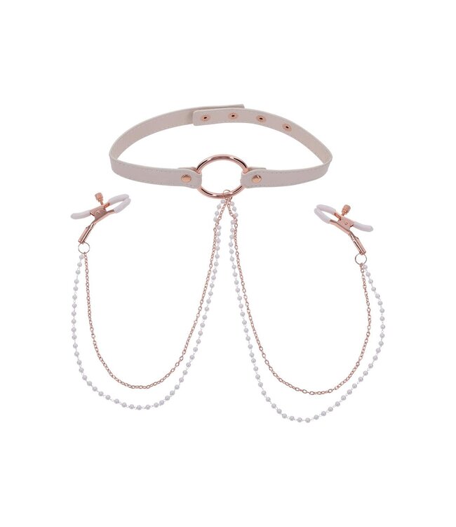 Sportsheets PEACHES ‘N CREAME COLLAR WITH NIPPLE CLAMPS