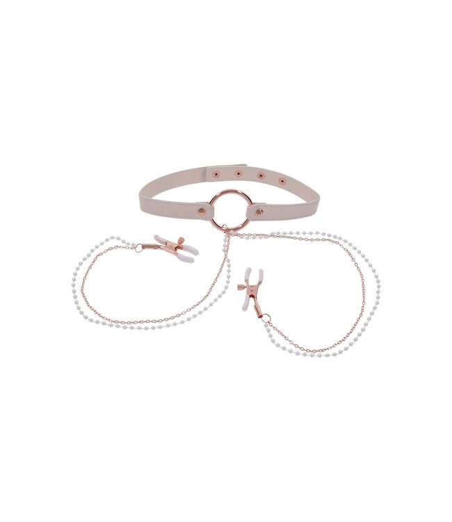 Sportsheets PEACHES ‘N CREAME COLLAR WITH NIPPLE CLAMPS