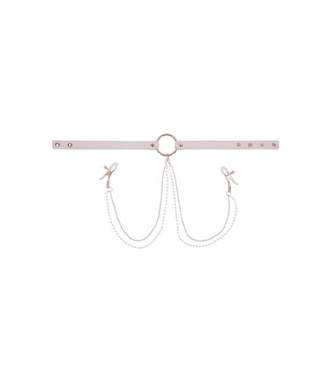 Sportsheets PEACHES ‘N CREAME COLLAR WITH NIPPLE CLAMPS