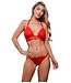 Fantasy Lingerie TAKE A CHANCE LACE AND MESH HALTER BRALETTE & PANTY RED, OS