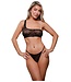 Fantasy Lingerie DO NOT DISTURB PEARL STRAP BRALETTE & CROTCHLESS PANTY BLACK, OS