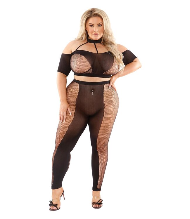 Fantasy Lingerie MISSING YOU 2PC TOP & LEGGINGS BLACK, QS