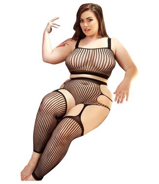Fantasy Lingerie IN THE MOOD 2PC TOP & CROTCHLESS BODYSTOCKING BLACK, QS