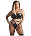 Fantasy Lingerie WETLOOK LONGLINE UNDERWIRE BRA & G-STRING PANTY BLACK, QS