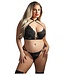 Fantasy Lingerie WETLOOK LONGLINE UNDERWIRE BRA & STRAPPY PANTY BLACK, QS