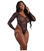 Fantasy Lingerie BABYGIRL HIGH MESH BODYSUIT WITH SNAP CLOSURE BLACK, QS
