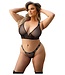 Fantasy Lingerie BADDIE LONGLINE MESH BRALETTE & PANTY BLACK, QS