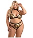 Fantasy Lingerie BOUJEE MESH HALTER BRALETTE & CUT-OUT PANTY GOLD, QS
