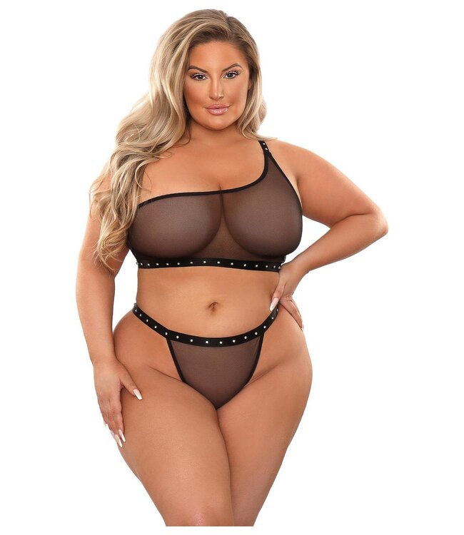 Fantasy Lingerie BAD BITCH BLING BRALETTE & BIKINI PANTY BLACK, QS