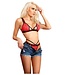 Fantasy Lingerie EXTRA SPICY CUT-OUT LACE BRALETTE & THONG PANTY RED, S/M