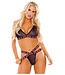 Fantasy Lingerie SEXY BITCH BRALETTE & STRAPPY THONG PANTY BLACK, L/XL