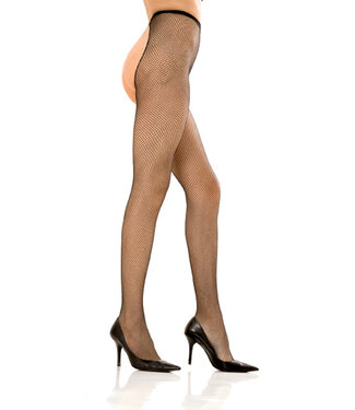 Rene Rofe Lingerie CROTCHLESS FISHNET PANTYHOSE BLACK, OS