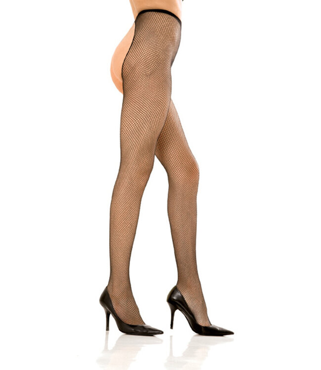 Rene Rofe Lingerie CROTCHLESS FISHNET PANTYHOSE BLACK, OS
