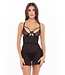 Rene Rofe Lingerie 2PC BONDAGE STRAPPING CHEMISE SET BLACK, M/L