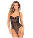 Rene Rofe Lingerie SLAY WITH ME LACE TEDDY BLACK, M/L