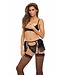 Bombshell Boudoir BOMBSHELL BOUDOIR V WIRE 3 PC SET BLACK, L