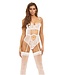 Bombshell Boudoir BOMBSHELL BOUDOIR STRAP OVERLAY TEDDY WHITE, L