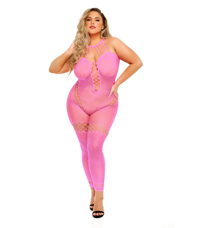 Pink Lipstick Lingerie TAKE YOU THERE BODYSTOCKING PINK, QS