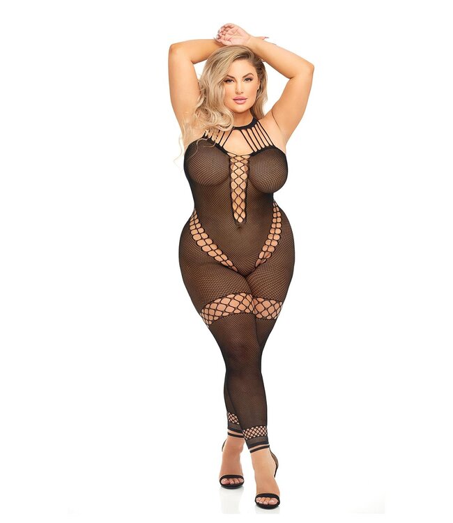 Pink Lipstick Lingerie TAKE YOU THERE BODYSTOCKING BLACK, QS