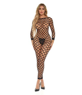 Pink Lipstick Lingerie SWIPE RIGHT CROTCHLESS BODYSTOCKING BLACK, OS