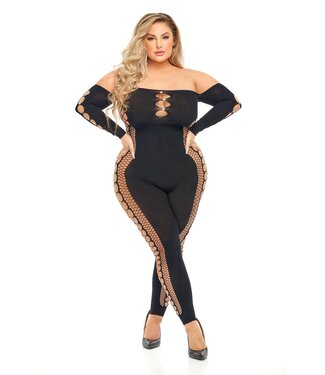 Pink Lipstick Lingerie DIAMOND DRIPPIN BODYSTOCKING BLACK, QS